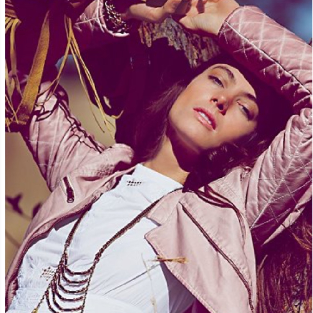 free people quilted vegan faux leather jacket
